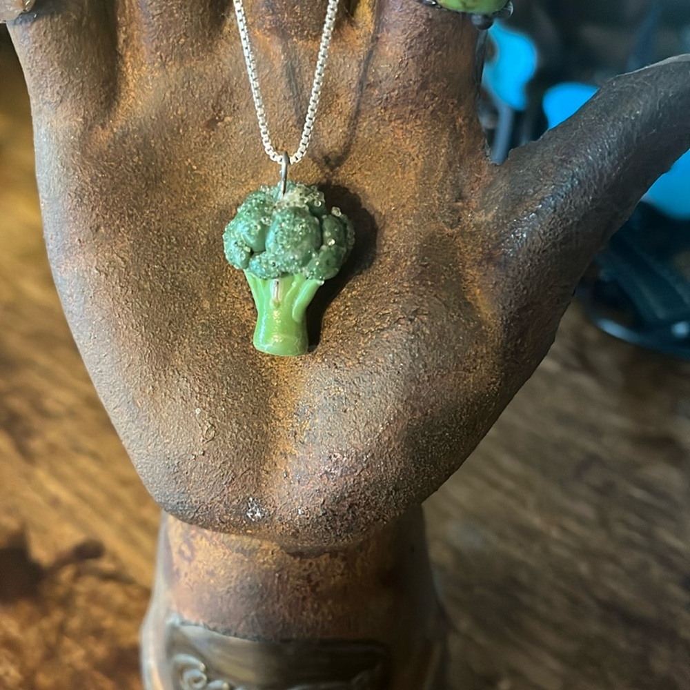 Whimsical broccoli necklace
